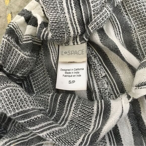 L Space Revolve Striped Wide Leg Cropped Tie Waist Lana Pant Cover Up Gray SP - Picture 14 of 14